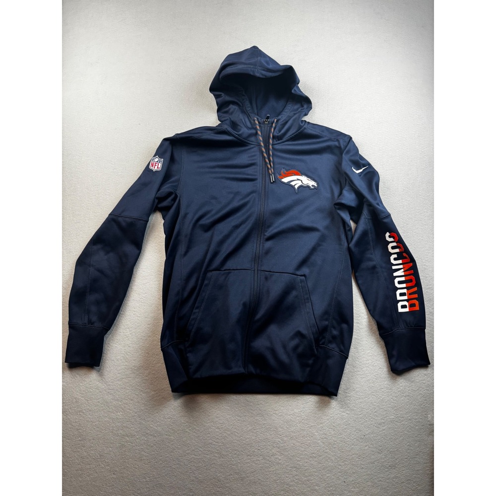 Nike NFL Denver Broncos Therma-FIT Full Zip Hoodie Mens Medium Navy Blue
